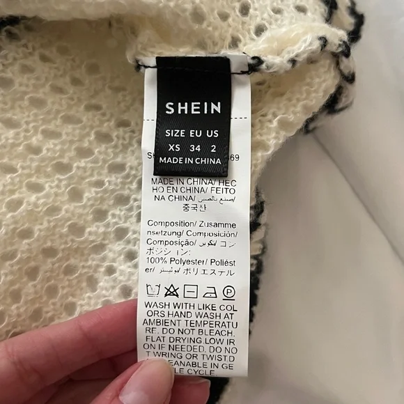 SHEIN Cream and Black Striped Crochet Midi Dress - Picture 10 of 15